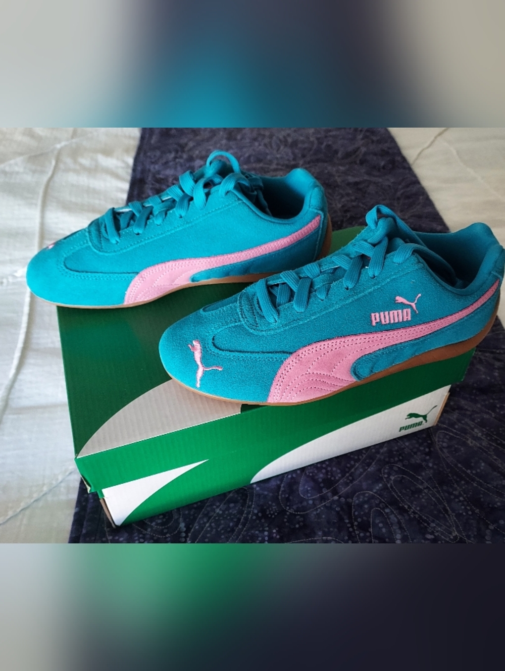 NEW Puma Women's Teal and Pink Speedcat Sneakers, 7.5